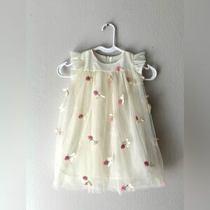NWT Popatu Floral Appliqué Tulle Ivory Dress Size 3T